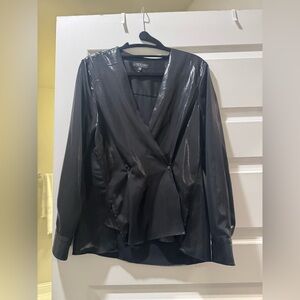 rag & bone Black Satin Blouse